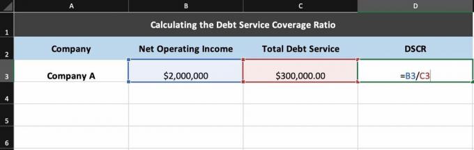 Berechnung der Schuldendienstdeckungsquote in Excel-Beispiel