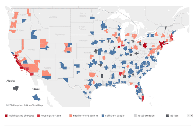Karta över amerikanska bostadsmarknaden