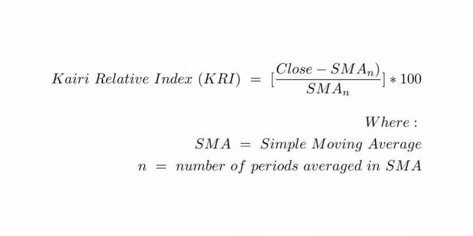 kairin suhteellinen indeksi = (lähellä -SMA / SMA) * 100