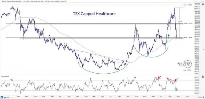 Grafik zur Performance des TSX Capped Healthcare Index