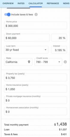 Calculatrice hypothécaire Google